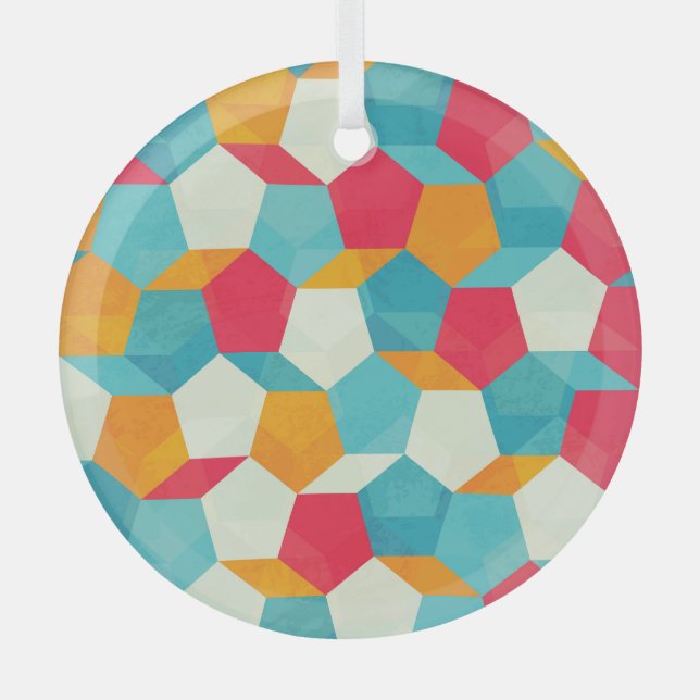 Colourful Mosaic, Seamless Artistic Pattern. Glass Ornament (Front)