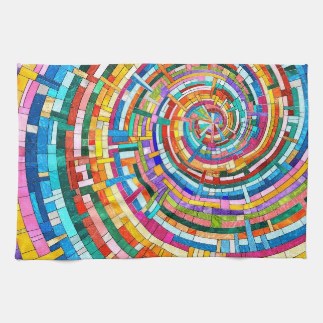 Colourful Mosaic Spiral Kitchen Towel (Horizontal)