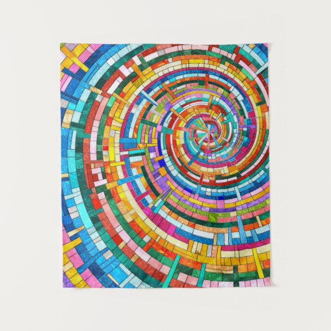 Colourful Mosaic Spiral Tapestry (Front)