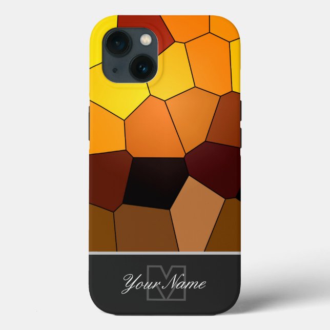 Colourful mosaic sunset tiles with Monogram! Case- Case-Mate iPhone Case (Back)
