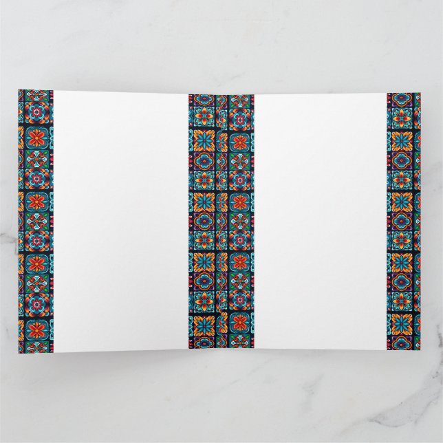 Colourful mosaic tile design with flowers card (Inside)