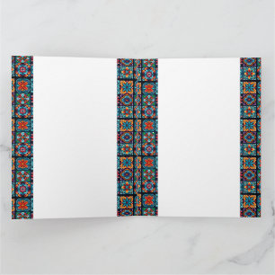 Colourful mosaic tile design with flowers card