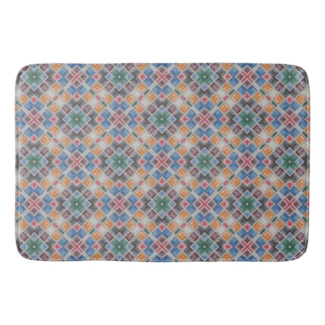 Colourful Mosaic Tile Pattern Bath Mat (Front)