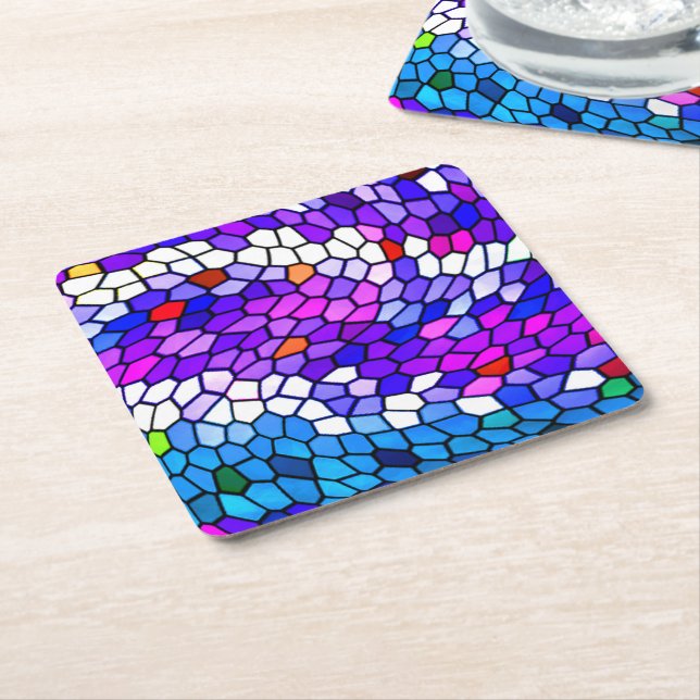 Colourful Mosaic Tile Pattern Coasters (Angled)