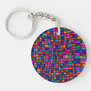 Colourful Mosaic Tiles Pattern Keychain