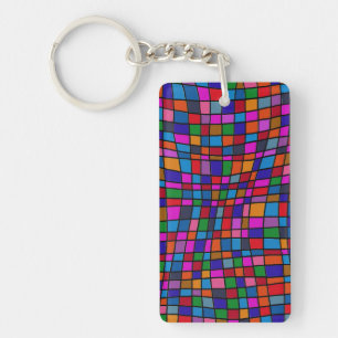 Colourful Mosaic Tiles Pattern Keychain