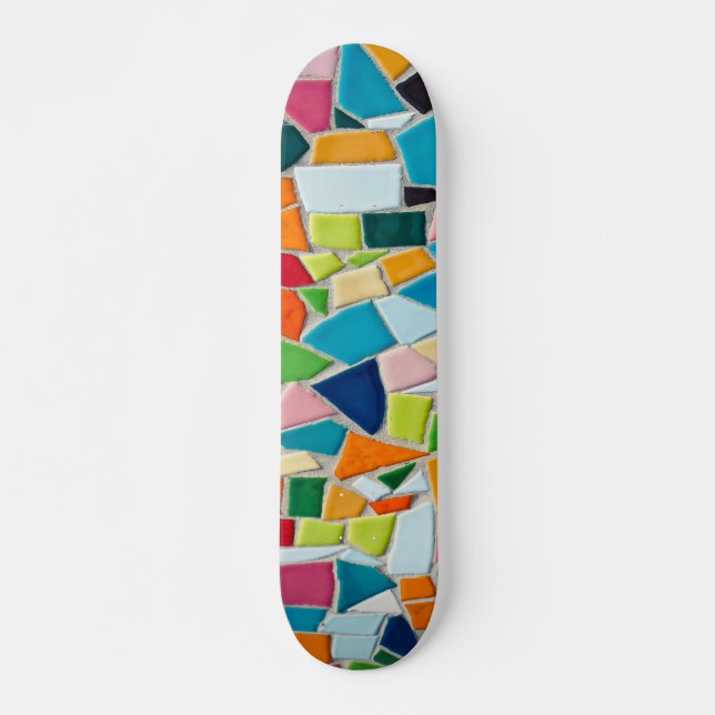 Colourful Mosaic Tiles Pattern Skateboard (Front)