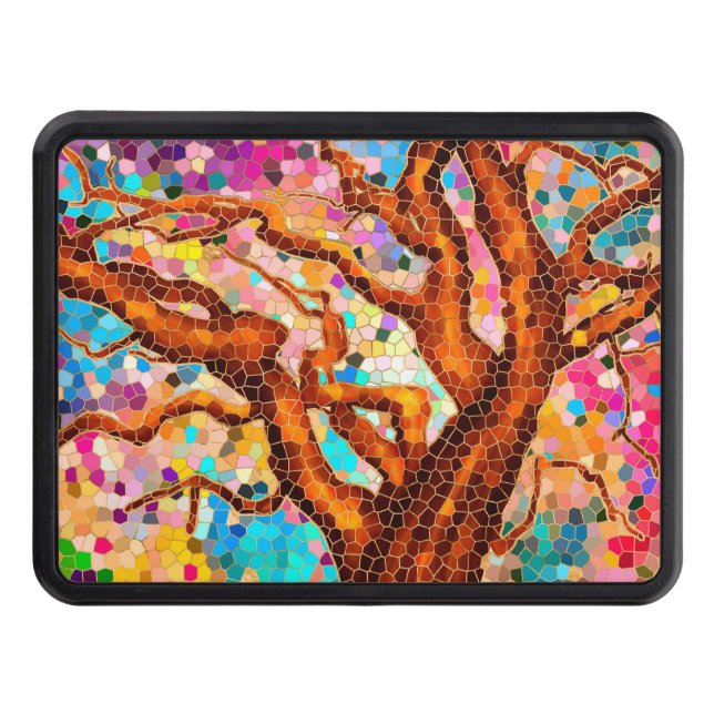 Colourful Mosaic Tree - Tree of life Trailer Hitch Cover (Front)