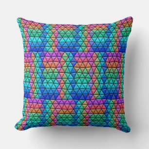 Colourful Mosaic Triangles Pattern Throw Pillow
