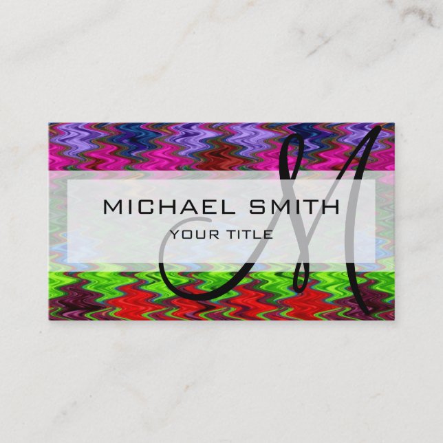 Colourful Mosaic Wave Pattern #2 Business Card (Front)