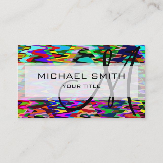 Colourful Mosaic Wave Pattern #5 Business Card (Front)