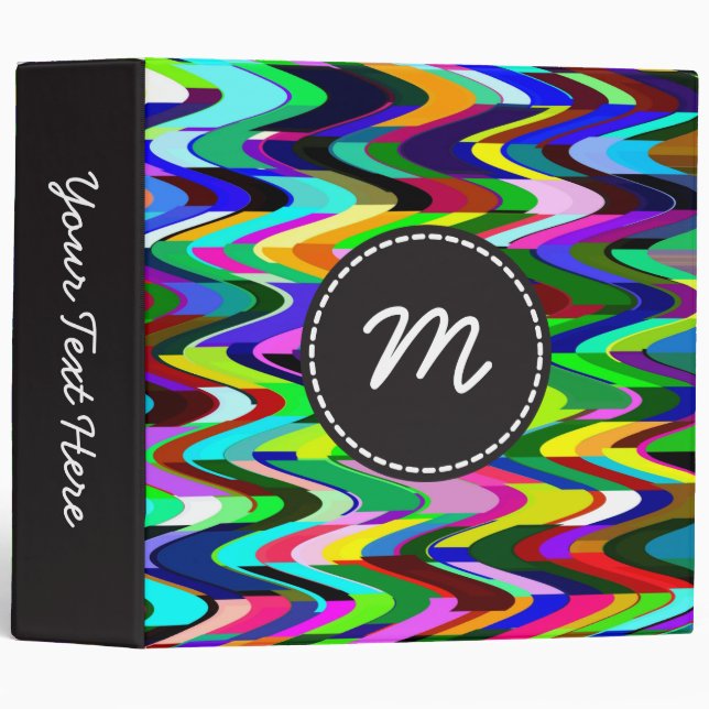 Colourful Mosaic Wave Pattern Binder (Front/Spine)
