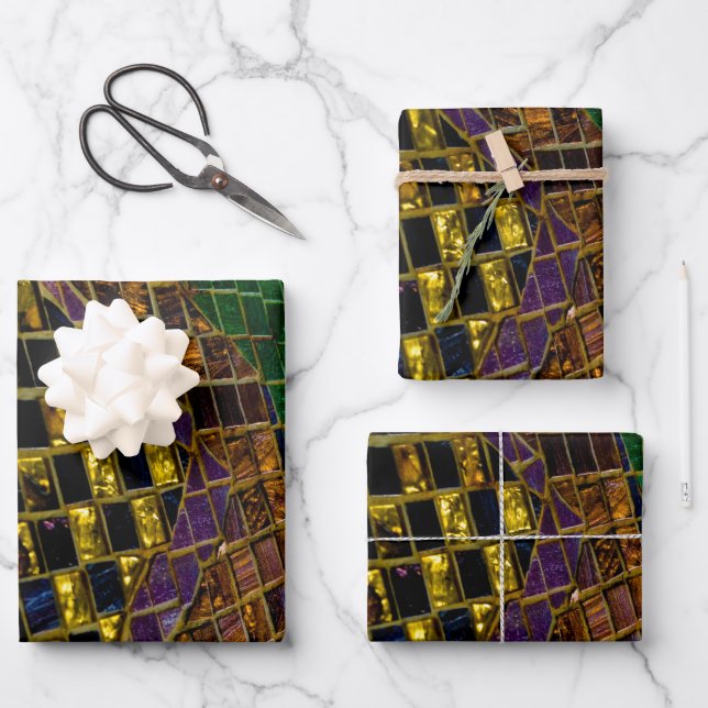 Colourful Mosaic Wrapping Paper Sheet (Front)