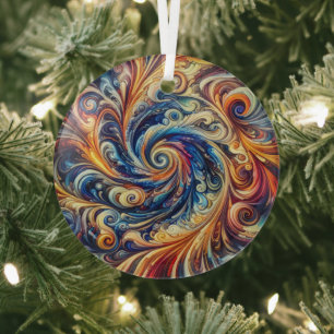 Colourful Motion Abstract Art Glass Ornament