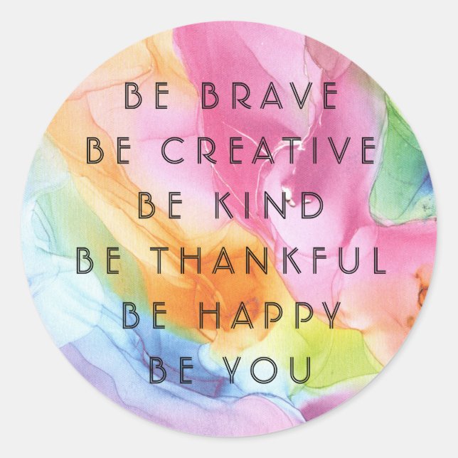 Colourful Motivational & Inspirations Words Classic Round Sticker (Front)