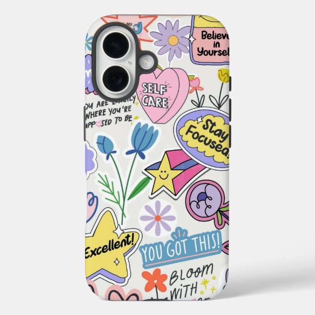Colourful Motivational Quotes iPhone 16 Case (Back)