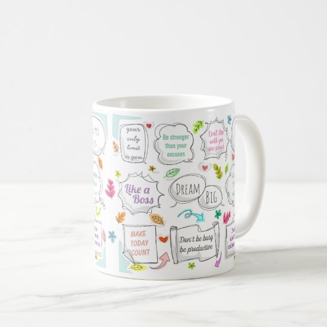 Colourful Motivational Quotes Speech Bubbles Goals Coffee Mug (Front Right)