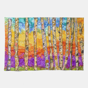 Colourful Mountain Aspen Trees Kitchen Towel