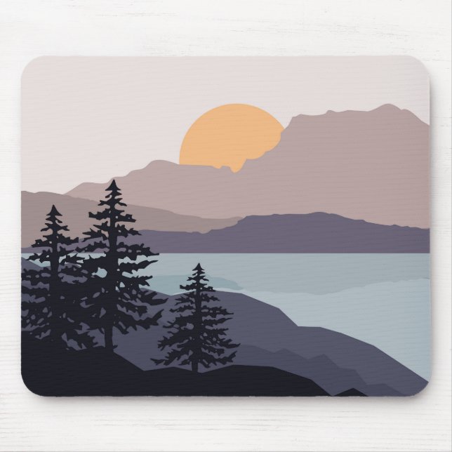 Colourful Mountain lake sunrise landscape Mouse Pad (Front)