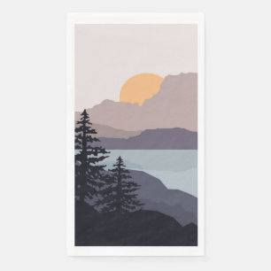 Colourful Mountain lake sunrise landscape Napkin