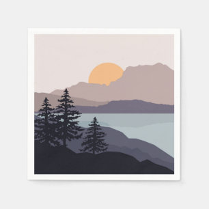 Colourful Mountain lake sunrise landscape Napkin