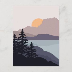 Colourful Mountain lake sunrise landscape Postcard