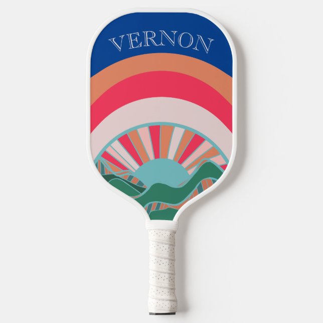 Colourful Mountain Landscape Green Pickleball Paddle (Front)