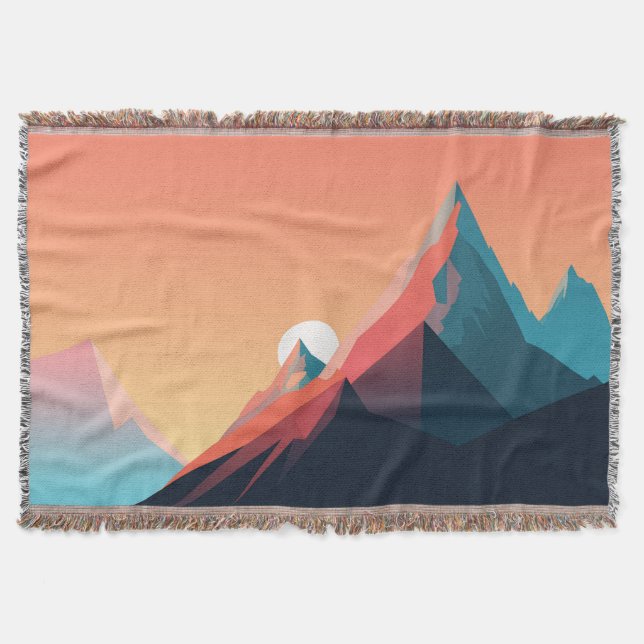 Colourful mountain landscape throw blanket (Front)