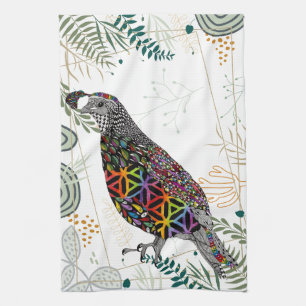 Colourful Mountain Quail Kitchen Towel