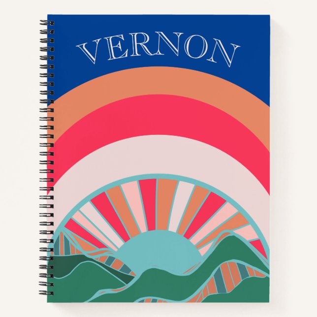 Colourful Mountain Sun Boys Custom Notebook (Front)