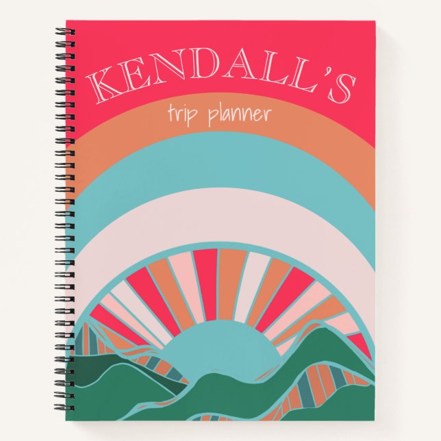 Colourful Mountain Sun Custom Travel Planner Notebook (Front)