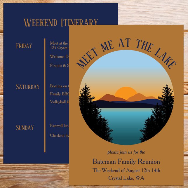Colourful Mountain Sunset Lake Vacation Itinerary  Invitation (Creator Uploaded)