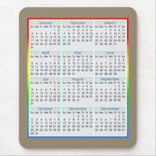 Colourful Mouse-pad Calendar for 2016 Mouse Pad