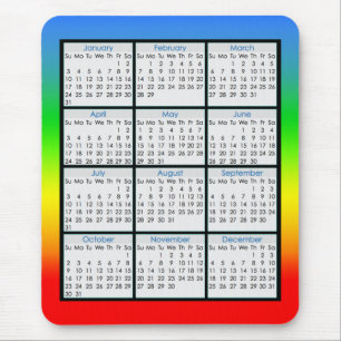 Colourful Mouse-pad Calendar for 2016 Mouse Pad