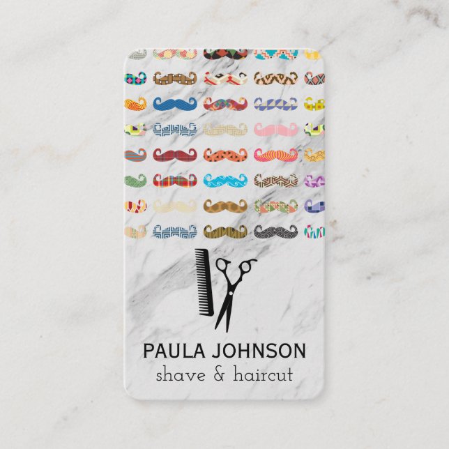Colourful Moustaches Pattern Business Card (Front)