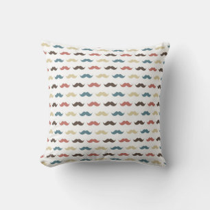 Colourful Moustaches Throw Pillow