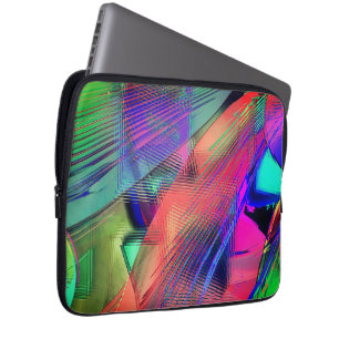 Colourful movement of messy objects in soft carvin laptop sleeve