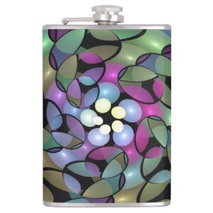 Colourful Movements Abstract Striking Fractal Art Hip Flask