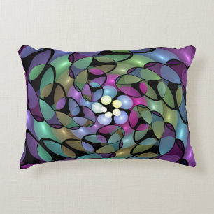 Colourful Movements Abstract Trippy Fractal Art Accent Pillow