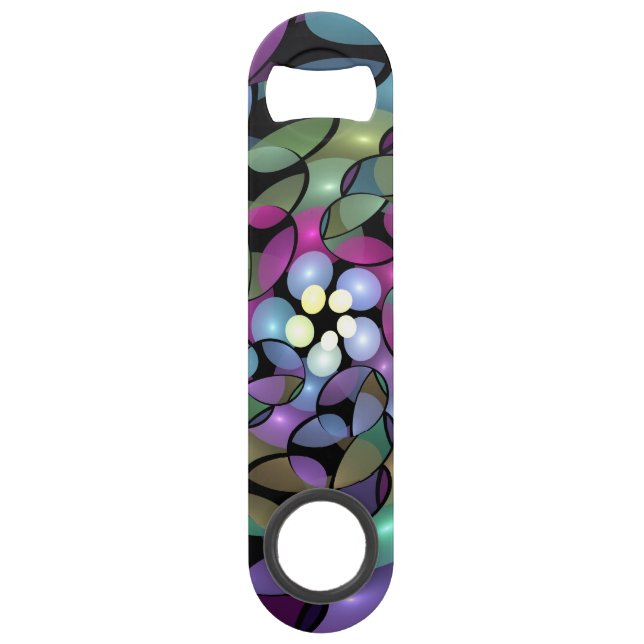 Colourful Movements Abstract Trippy Fractal Art Bar Key (Front)