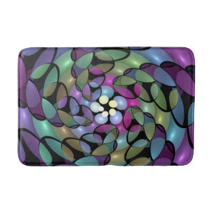 Colourful Movements Abstract Trippy Fractal Art Bath Mat