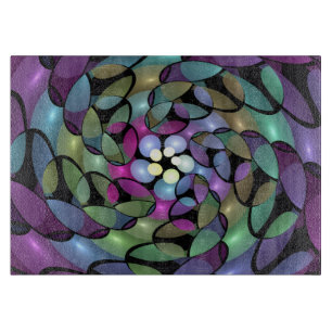 Colourful Movements Abstract Trippy Fractal Art Cutting Board
