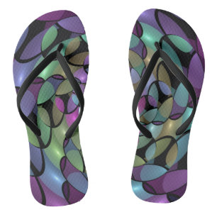 Colourful Movements Abstract Trippy Fractal Art Flip Flops