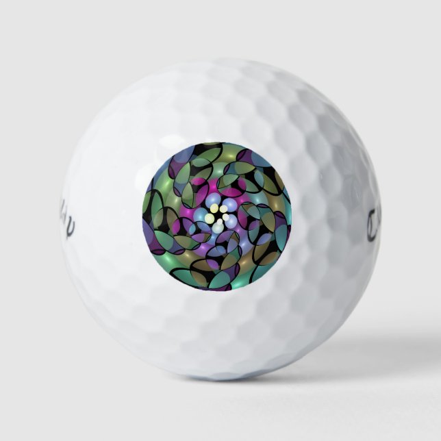 Colourful Movements Abstract Trippy Fractal Art Golf Balls (Front)