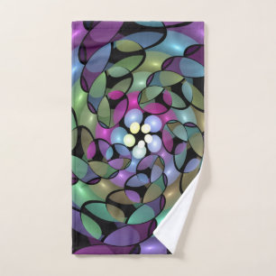 Colourful Movements Abstract Trippy Fractal Art Hand Towel