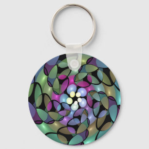 Colourful Movements Abstract Trippy Fractal Art Keychain