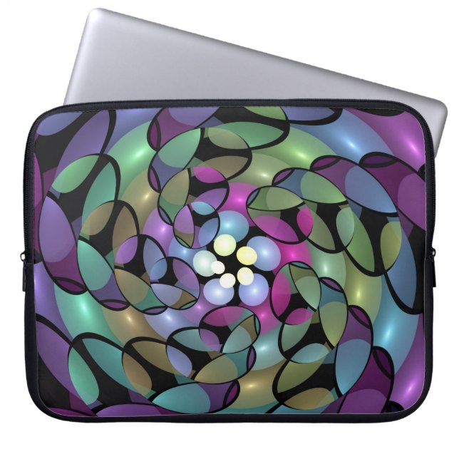 Colourful Movements Abstract Trippy Fractal Art Laptop Sleeve (Front)