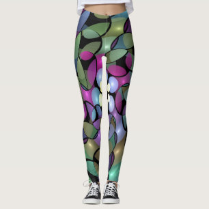Colourful Movements Abstract Trippy Fractal Art Leggings