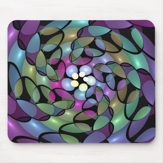Colourful Movements Abstract Trippy Fractal Art Mouse Pad (Front)