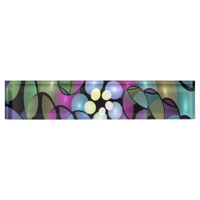 Colourful Movements Abstract Trippy Fractal Art Nameplate (Front)